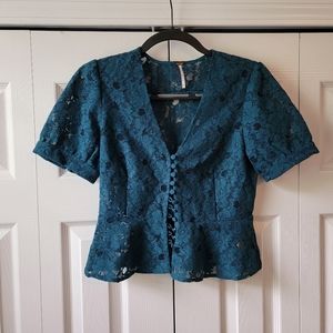 Free People Lace Peplum Top